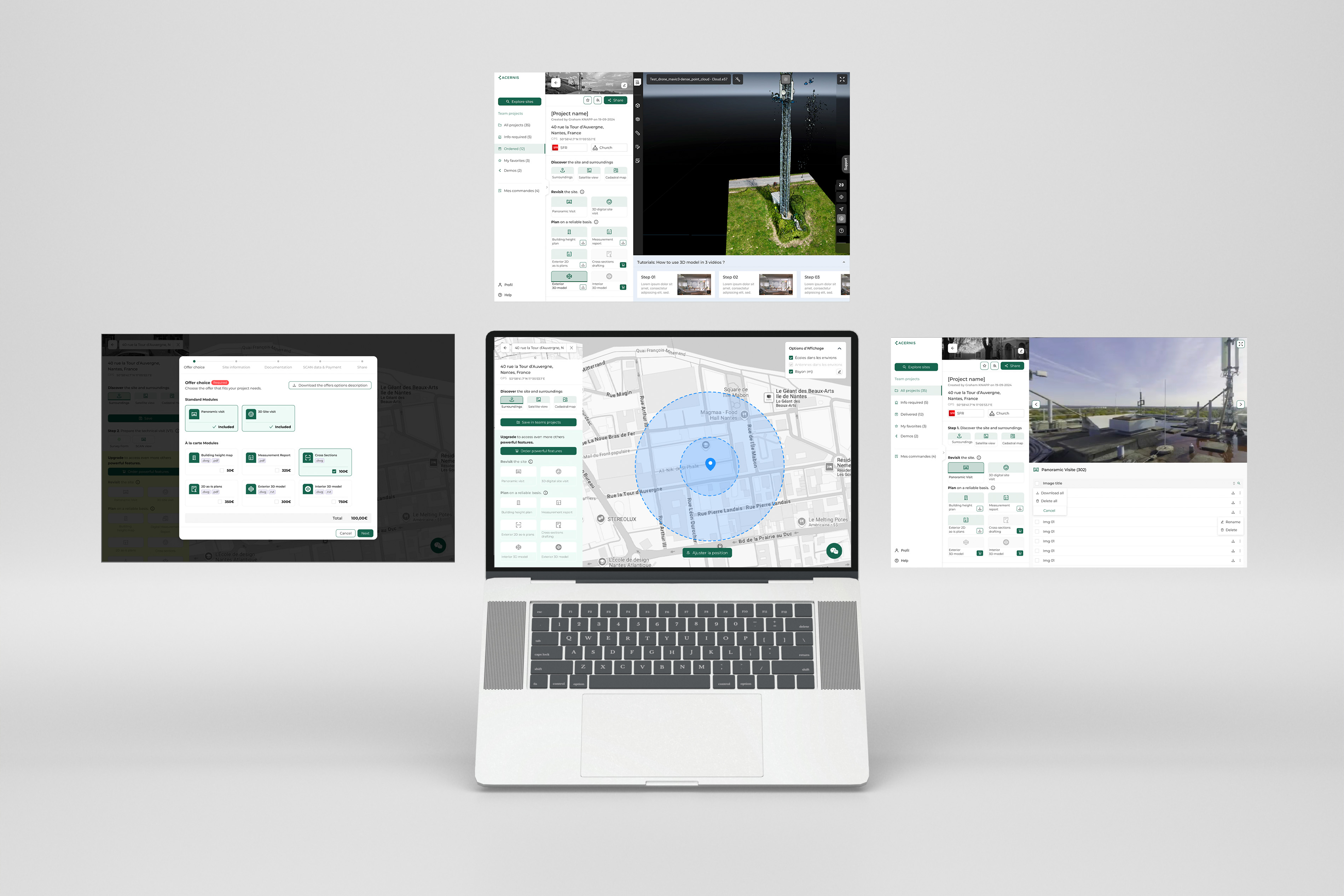 Acernis platform screens